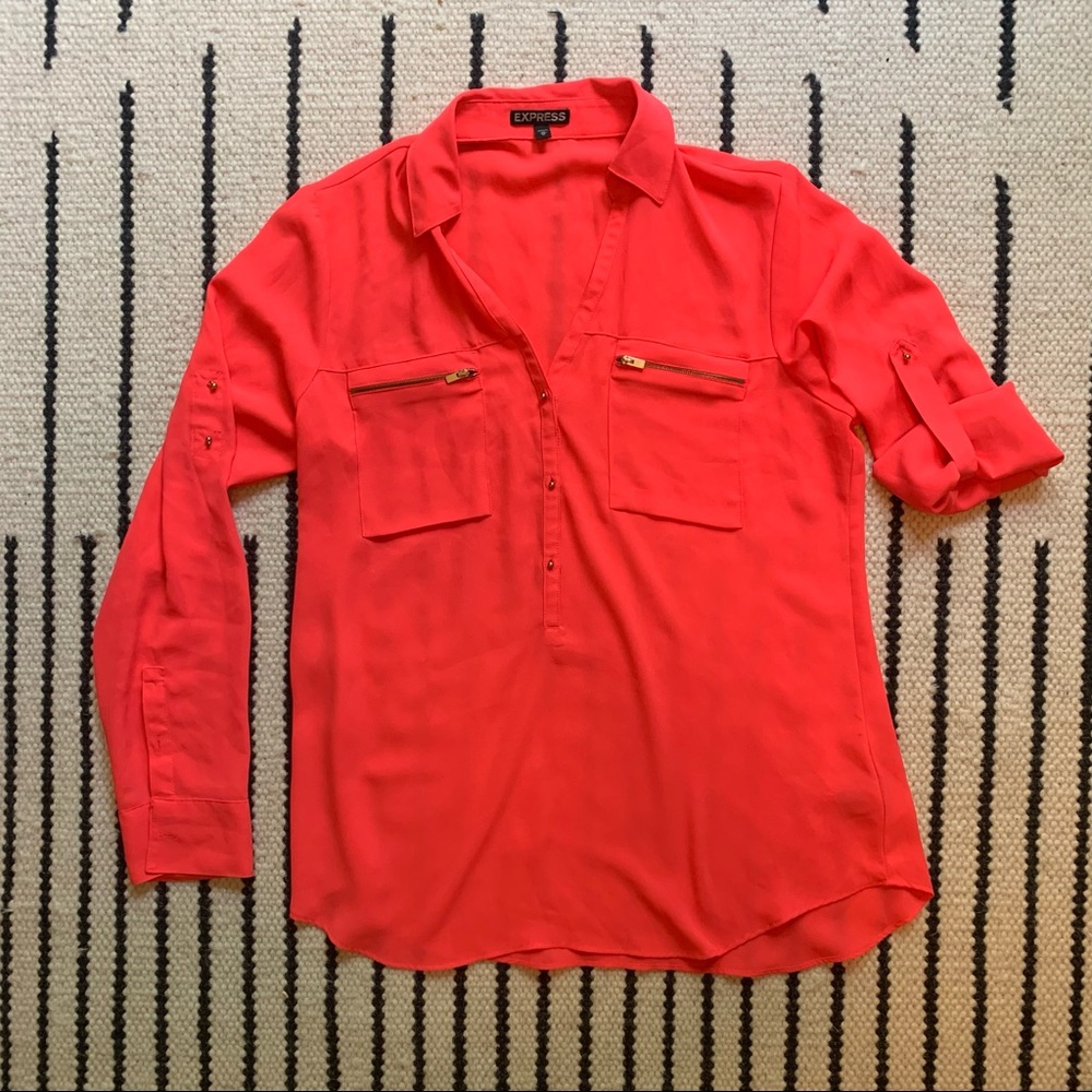 Express Pink Work Blouse Medium - image 2